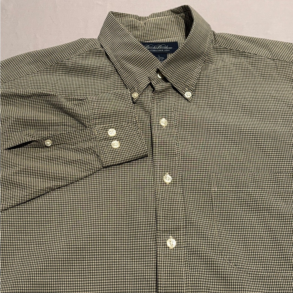 Brooks Brothers Black and White Micro-Check Button-Down Shirt
